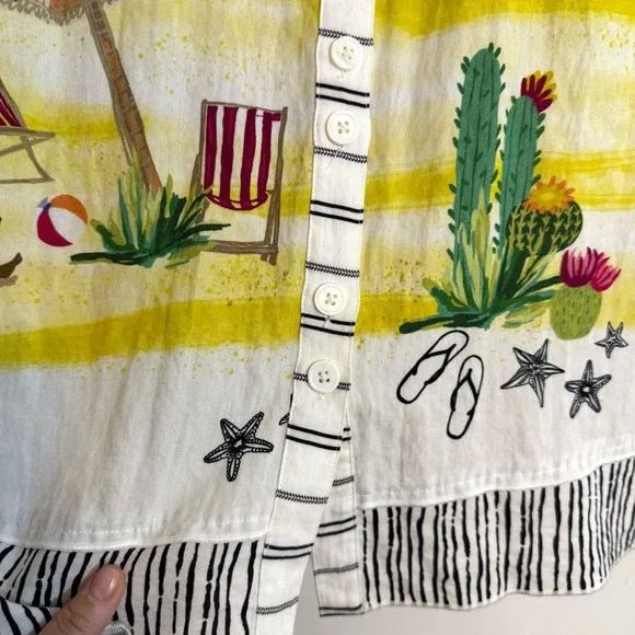 John Mark White Button-Down Top Colorful Beach Vacation Dog Resort Wear Print XL - Picture 8 of 15